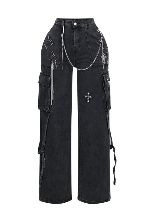 Kylan Metal Trim Baggy Jeans