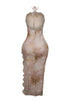 Flona Print Halter Lace Maxi Dress