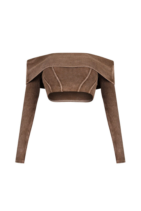 Lani Mineral Washed Corset Off Shoulder Top