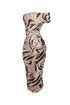 Araceli Mesh Zebra Printed Ruched Midi Dress