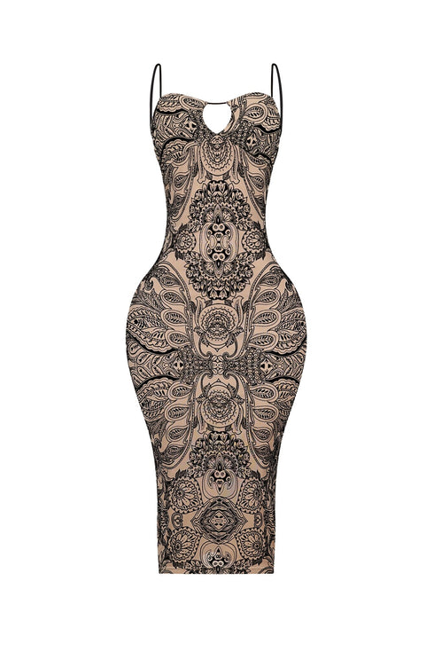Erika Print Tank Keyhole Midi Dress
