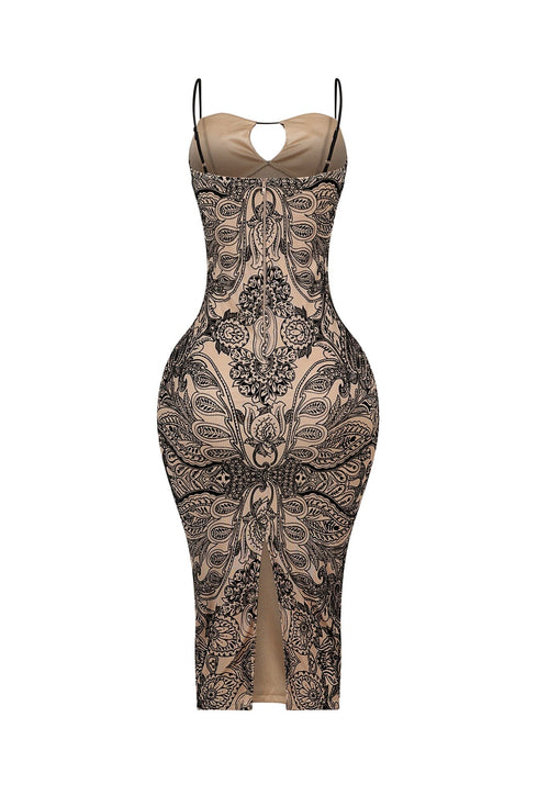 Erika Print Tank Keyhole Midi Dress