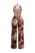 Britney Mesh Print Cowl Neck Jumpsuit