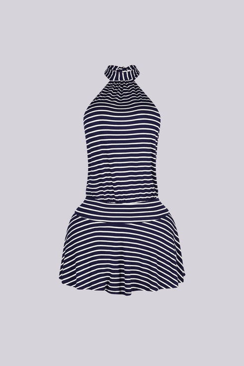Breeze Stripe Halter Mini Dress
