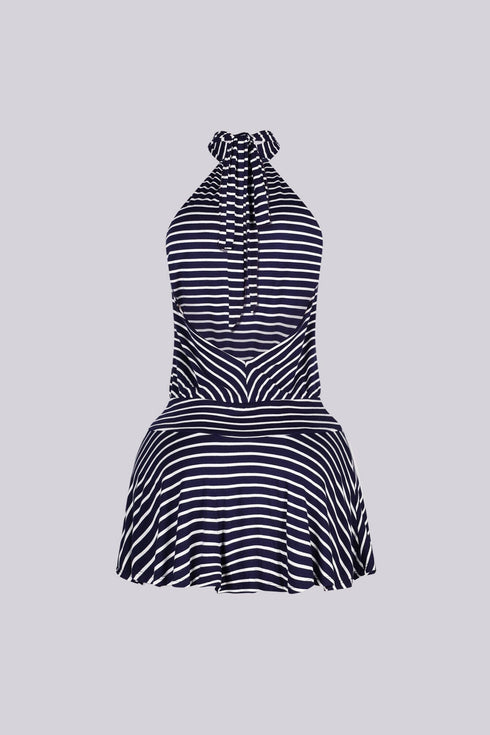 Breeze Stripe Halter Mini Dress