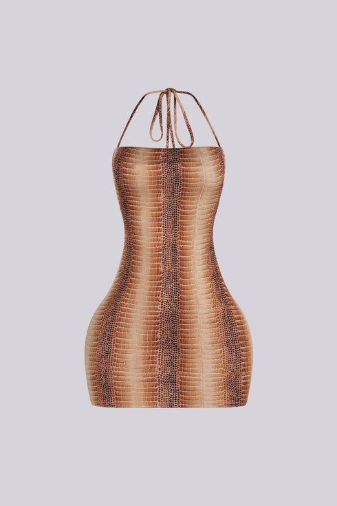 Command Snake Print Mini Dress