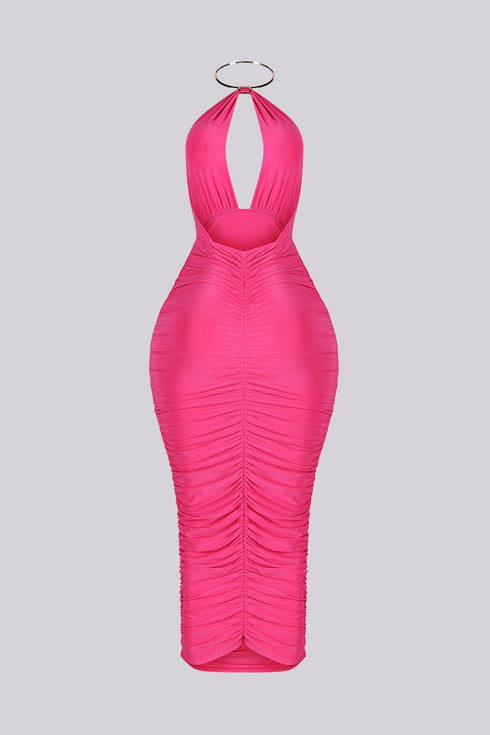 Turn Heads in Metal Choker Midi Dress