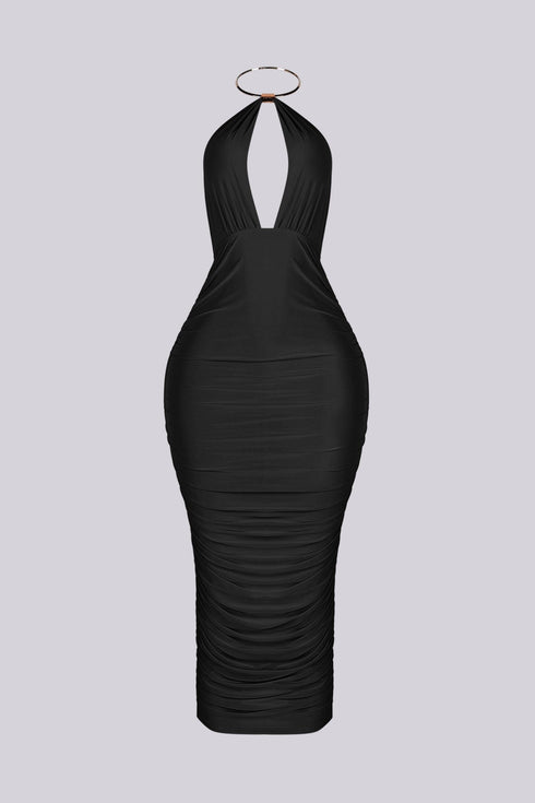 Turn Heads in Metal Choker Midi Dress