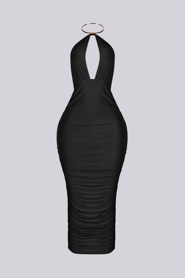 Turn Heads in Metal Choker Midi Dress