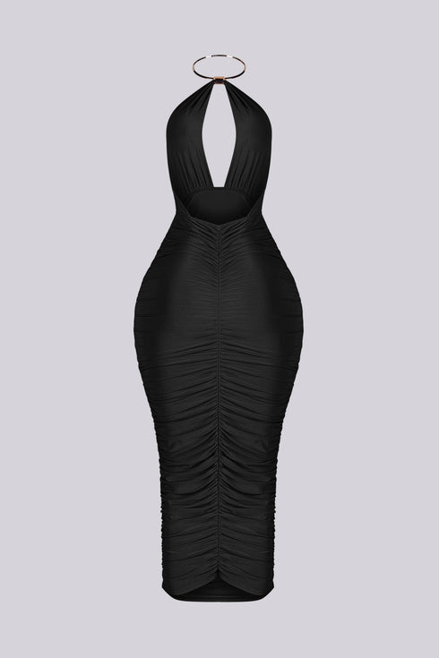 Turn Heads in Metal Choker Midi Dress