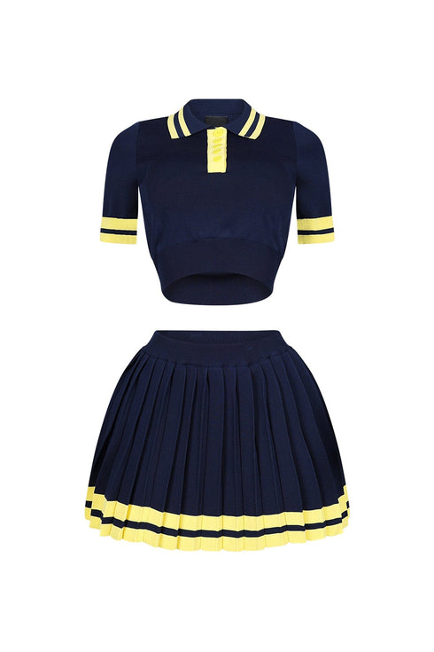 Martina Tennis Collared Knit Top & Skirt SET