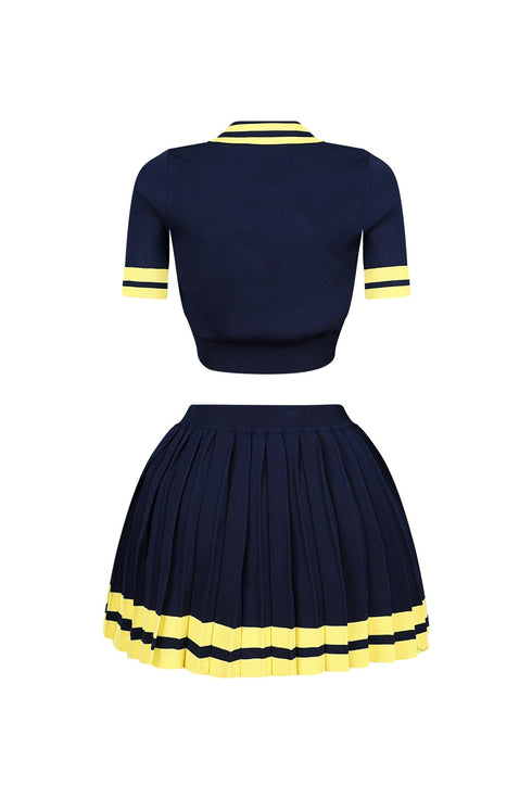 Martina Tennis Collared Knit Top & Skirt SET