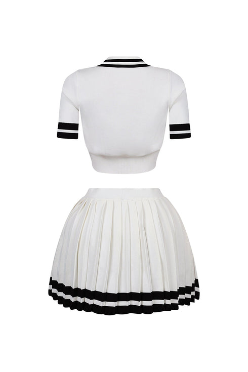Martina Tennis Collared Knit Top & Skirt SET