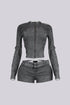 Koryn Washed Denim Zip Up Top & Shorts SET