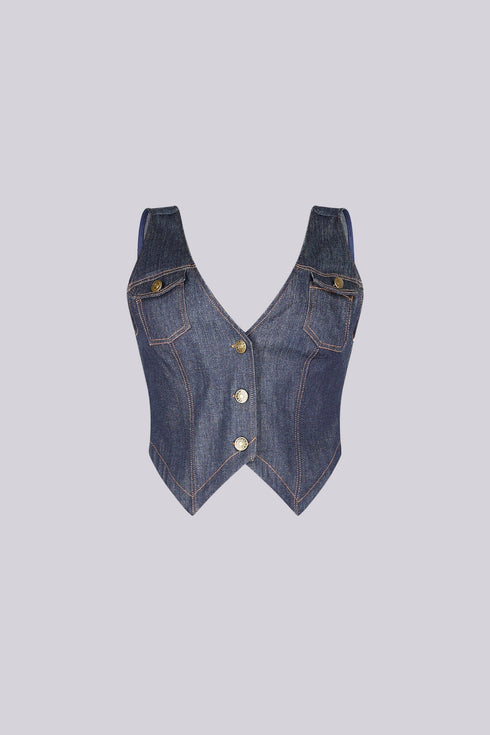 Cyra Indigo Denim Vest Top