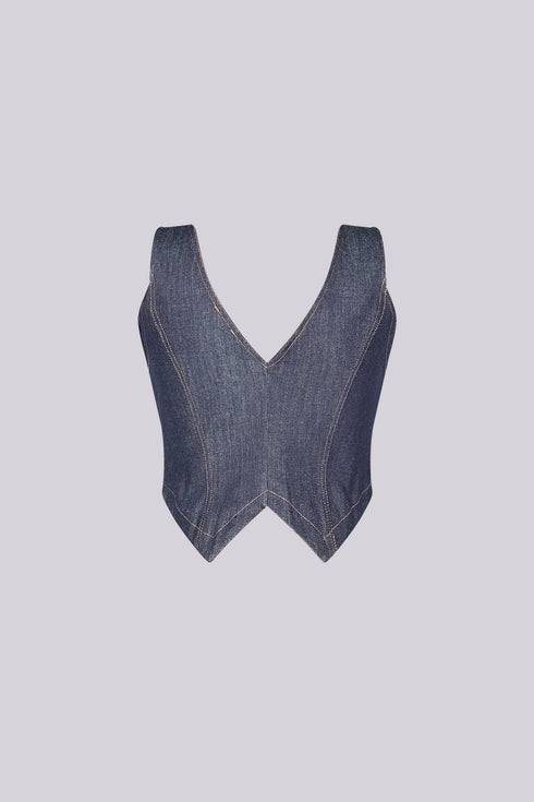 Cyra Indigo Denim Vest Top