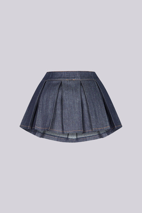 Cyra Indigo Denim Mini Skirt