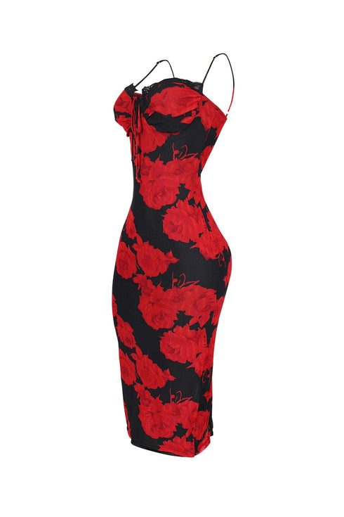 Florencia Floral Lace Bustier Midi Dress