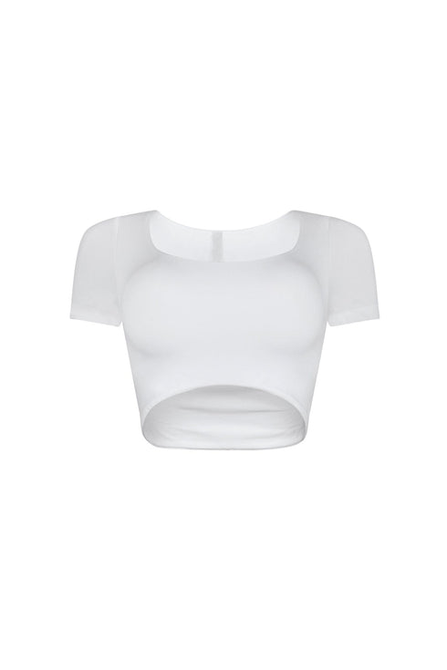 Amina Short Sleeve Double Layered Crop Top