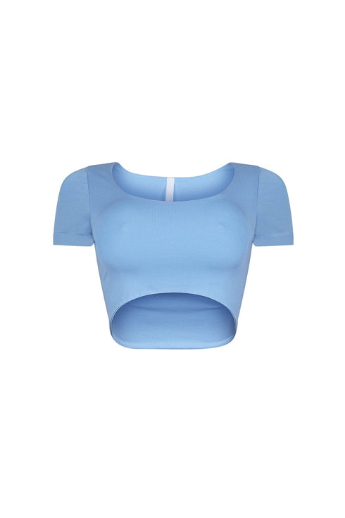 Amina Short Sleeve Double Layered Crop Top