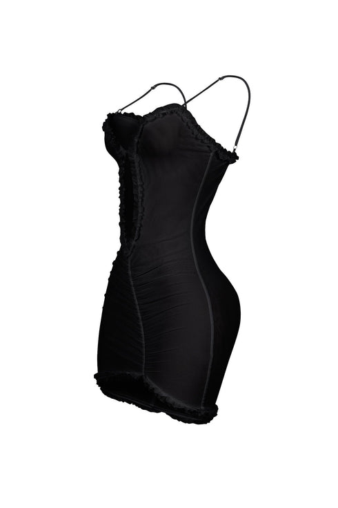Elizabeth Mesh Tank Cutout Ruffle Mini Dress