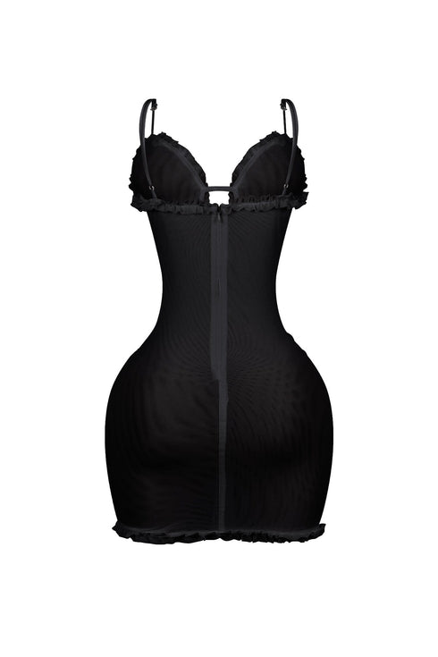 Elizabeth Mesh Tank Cutout Ruffle Mini Dress