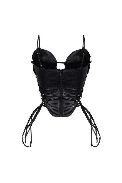 Isla Faux Leather Lace Up Bustier Top