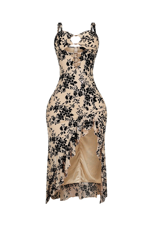 Sariah Velvet Burnout Cutout Maxi Dress