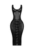Angela Mesh Corset Lace Up Midi Dress