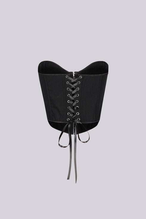 Modern Black Lace Up Corset Top