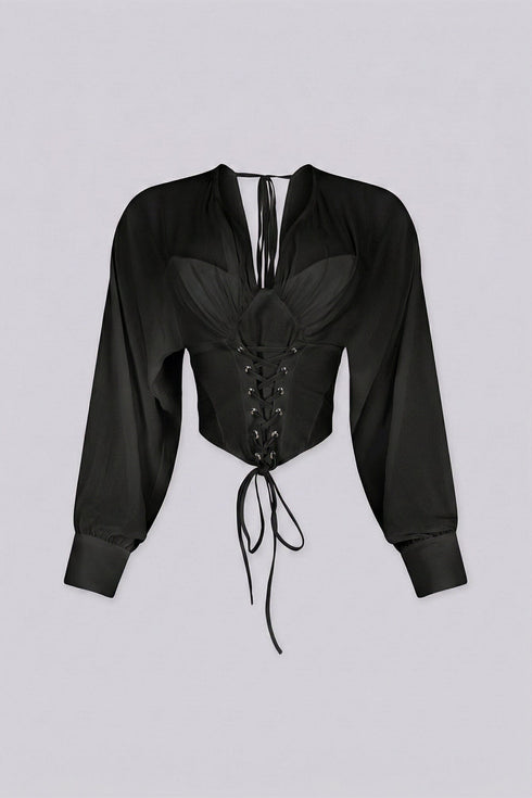Tie Me Up Sheer Long Sleeve Top