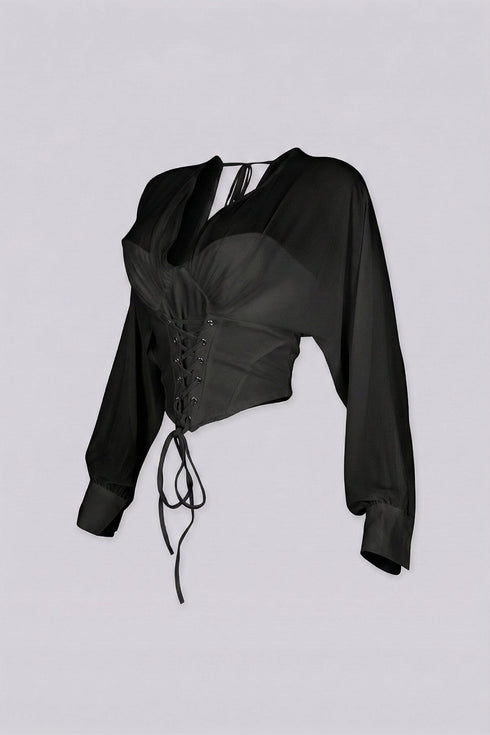 Tie Me Up Sheer Long Sleeve Top