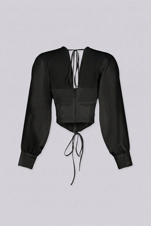 Tie Me Up Sheer Long Sleeve Top
