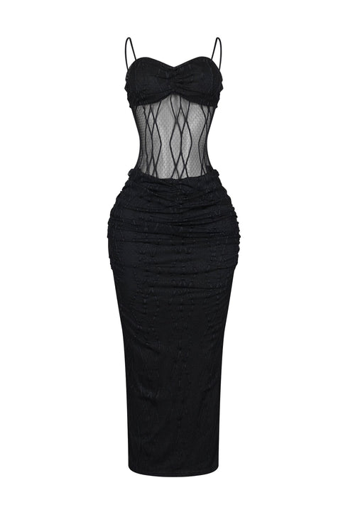 Rhoda Mesh Tank Ruching Maxi Dress