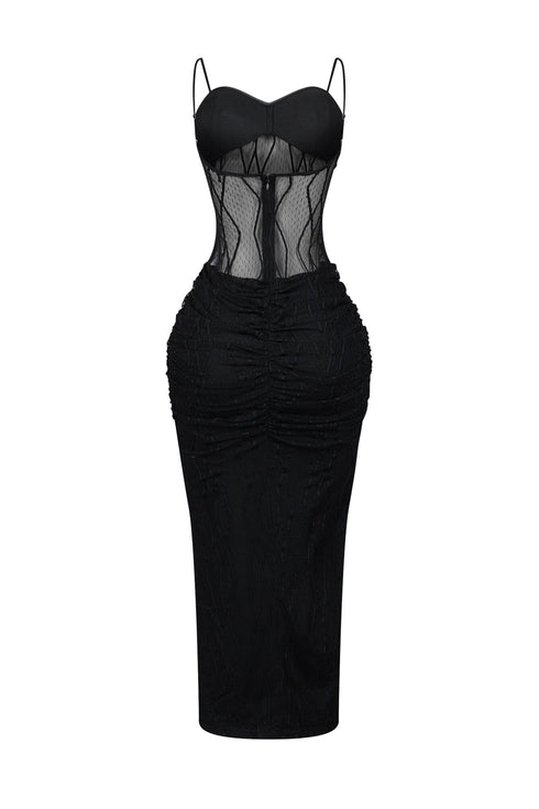 Rhoda Mesh Tank Ruching Maxi Dress