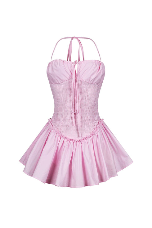 Norah Poplin Smocking Flare Mini Dress