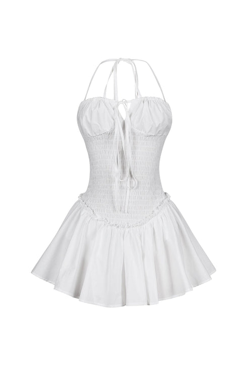 Norah Poplin Smocking Flare Mini Dress