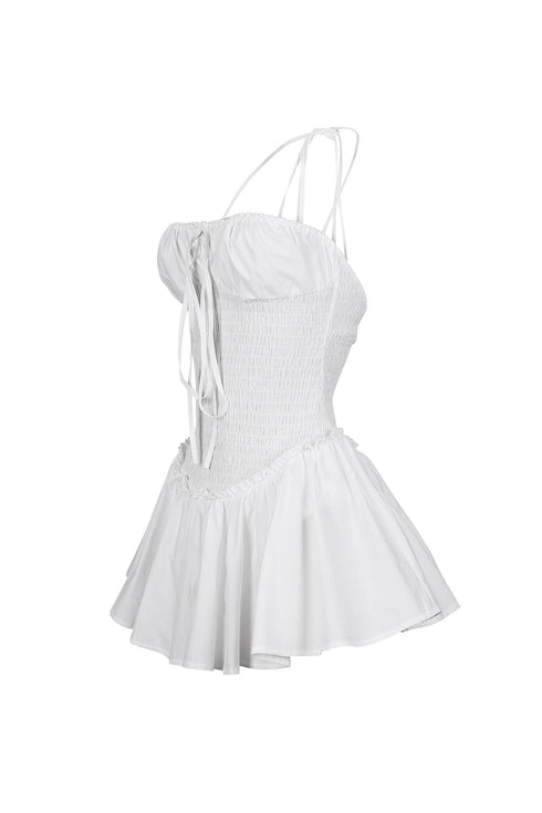 Norah Poplin Smocking Flare Mini Dress