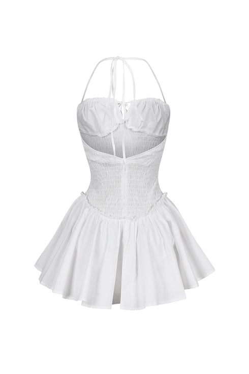 Norah Poplin Smocking Flare Mini Dress