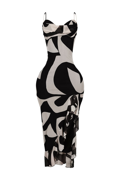 Jayden Mesh Print Padded Bustier Dress