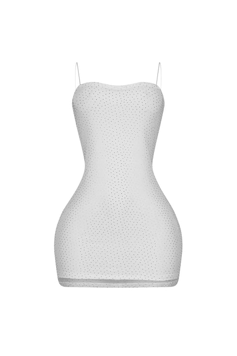 Adrian Mesh Tank Rhinestone Mini Dress
