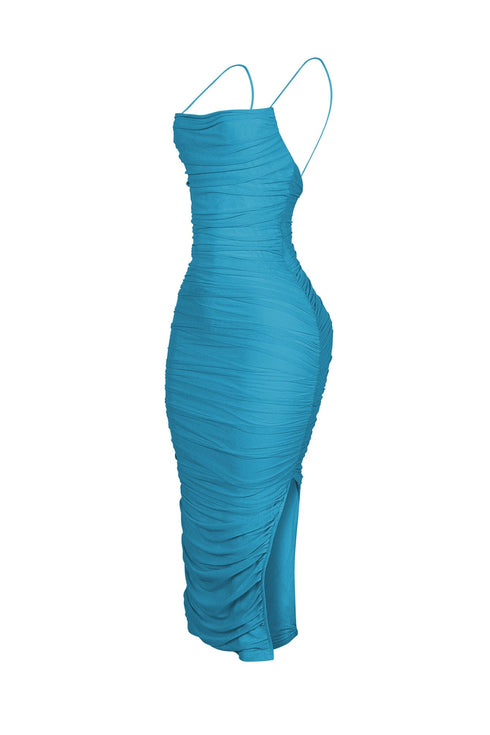 Alyssa Mesh Ruched Midi Dress