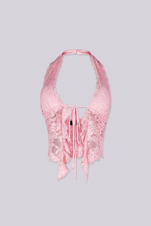 Flora Floral Lace Halter Crop Top