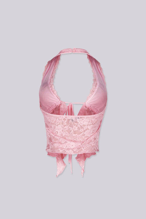 Flora Floral Lace Halter Crop Top