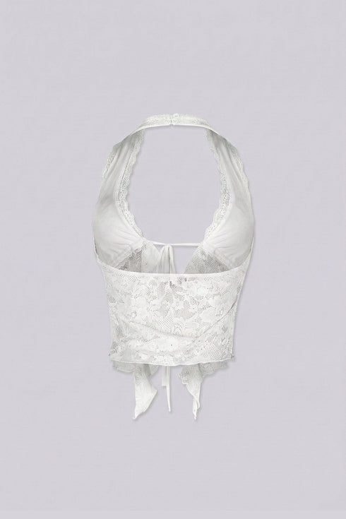 Flora Floral Lace Halter Crop Top