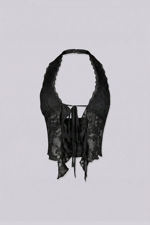 Flora Floral Lace Halter Crop Top