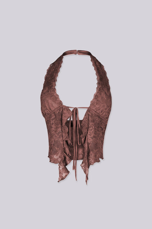 Flora Floral Lace Halter Crop Top