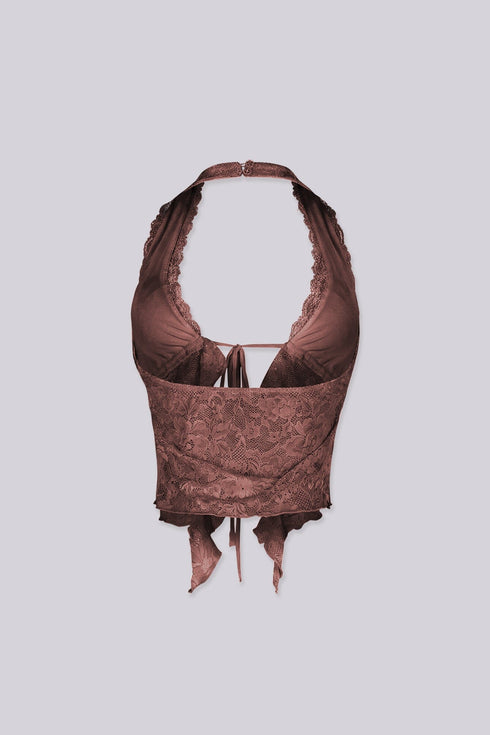 Flora Floral Lace Halter Crop Top