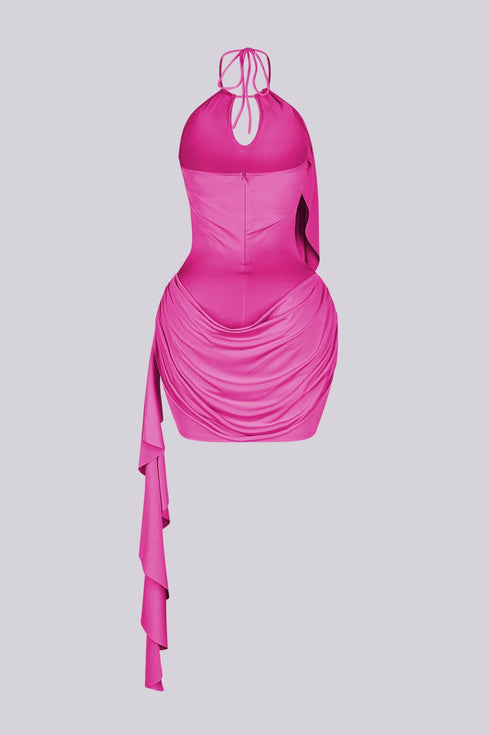 Nessy Drape Halter Mini Dress