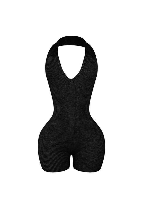 Heading Up Halter Ribbed Knit Romper